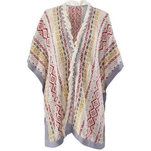 Cabi XS/S 5001 Siesta Fringe Poncho Cape Sweater Love Carol Oversized B3